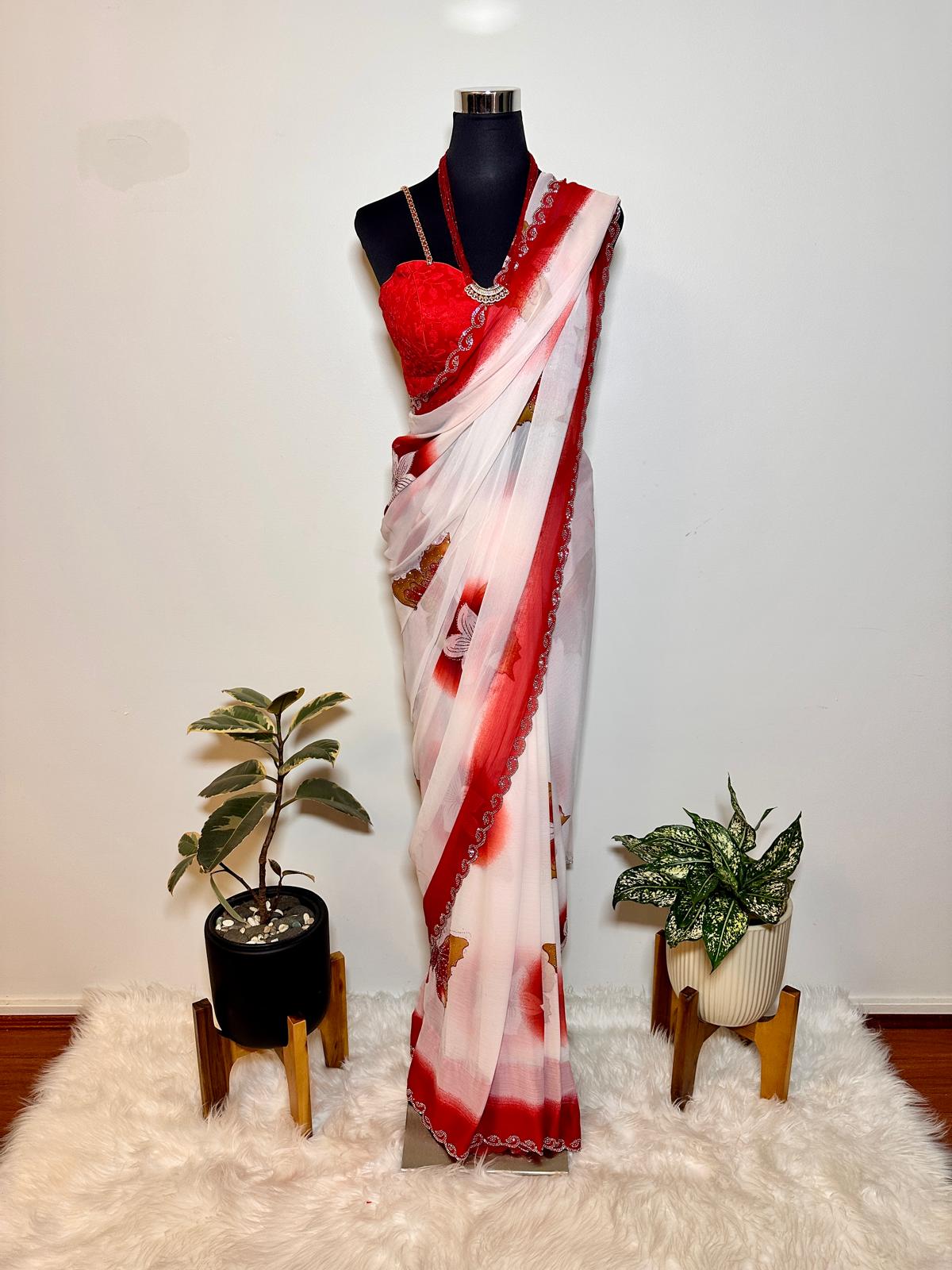 Premium Light Weight Chiffon Saree0826|5 colors