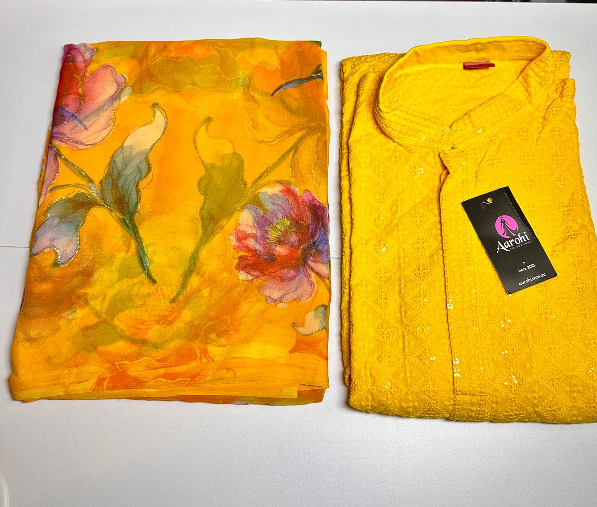 Couple Matching Set Premium Saree & Chikan Kari Kurta
