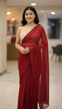 Trending Plain Light Weight Chiffon Saree -Black