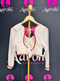Designer Hw blouse White Red