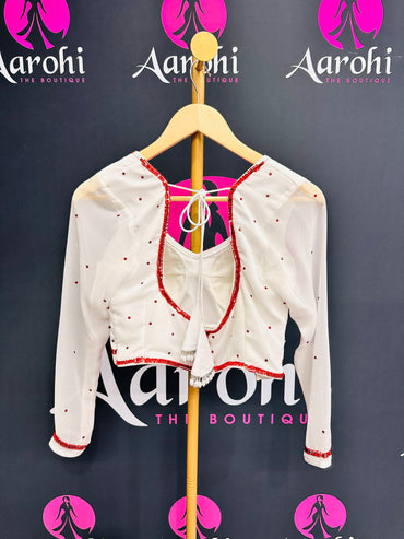 Designer Hw blouse White Red