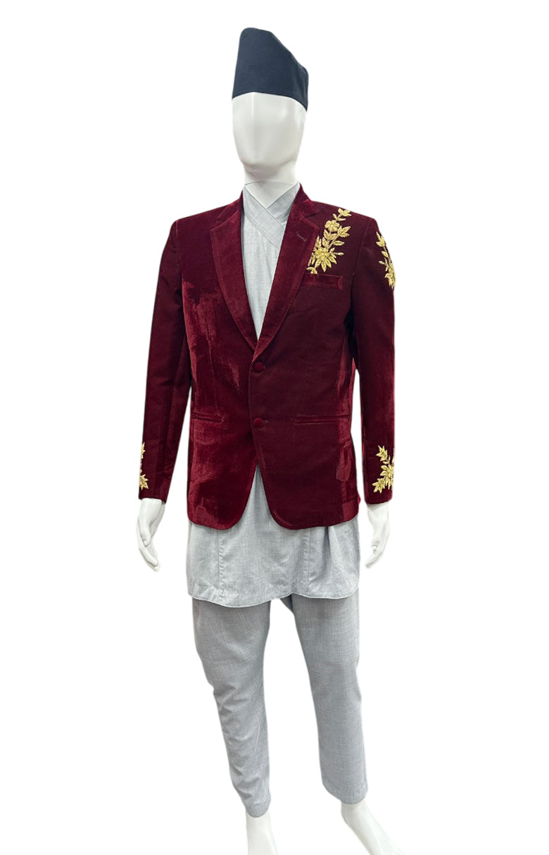 Daura Suruwal with Kadai Blazer Set