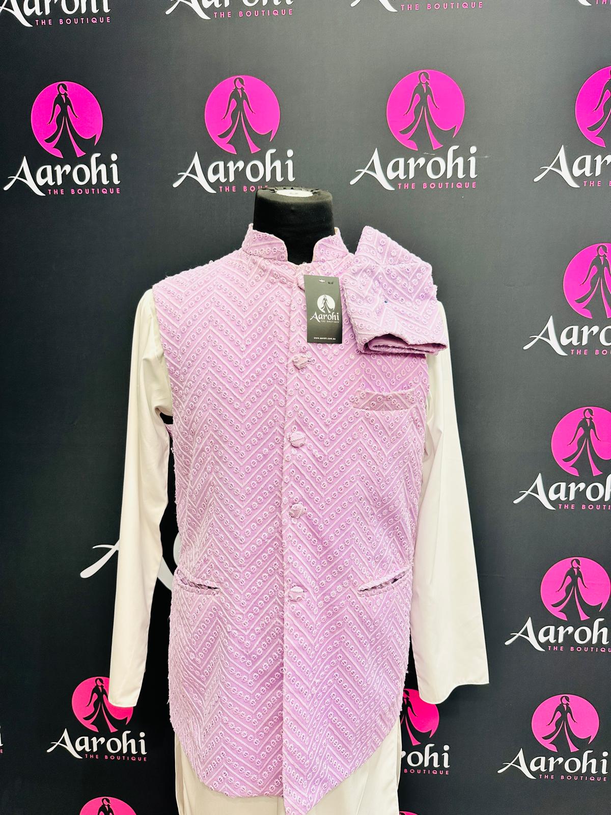 Designer Kurta Pyjama,Waistcoat & Topi Set 40