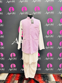 Designer Kurta Pyjama,Waistcoat & Topi Set 40
