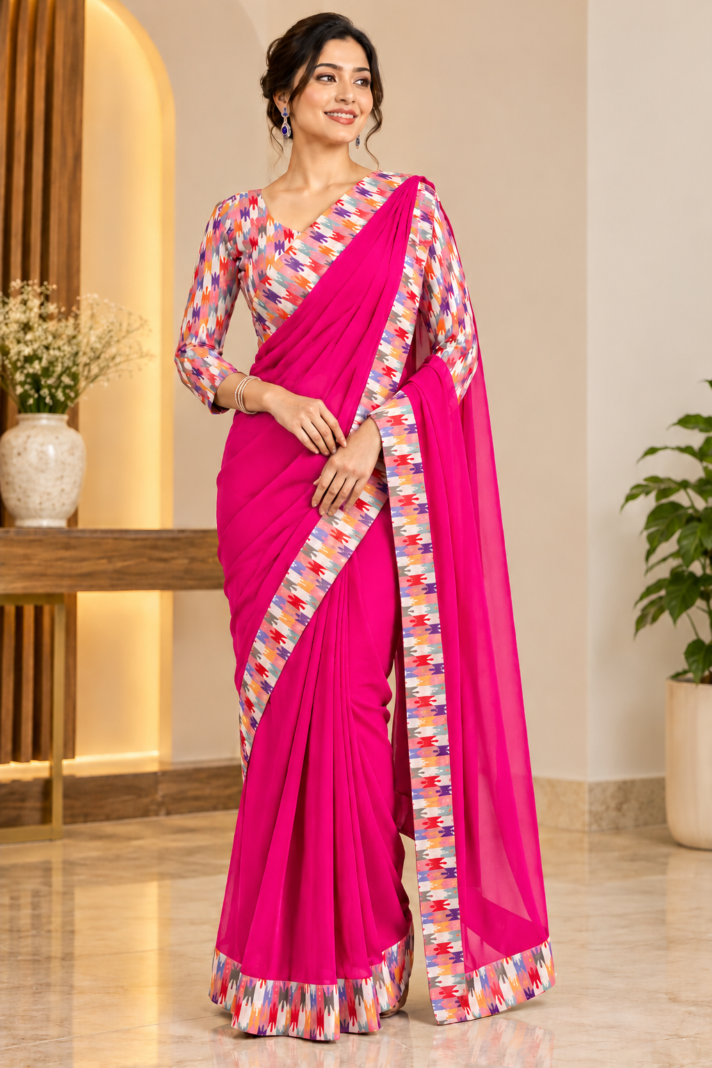 New Arrival Designer Dhaka Saree Set 42-46 Rose Pink