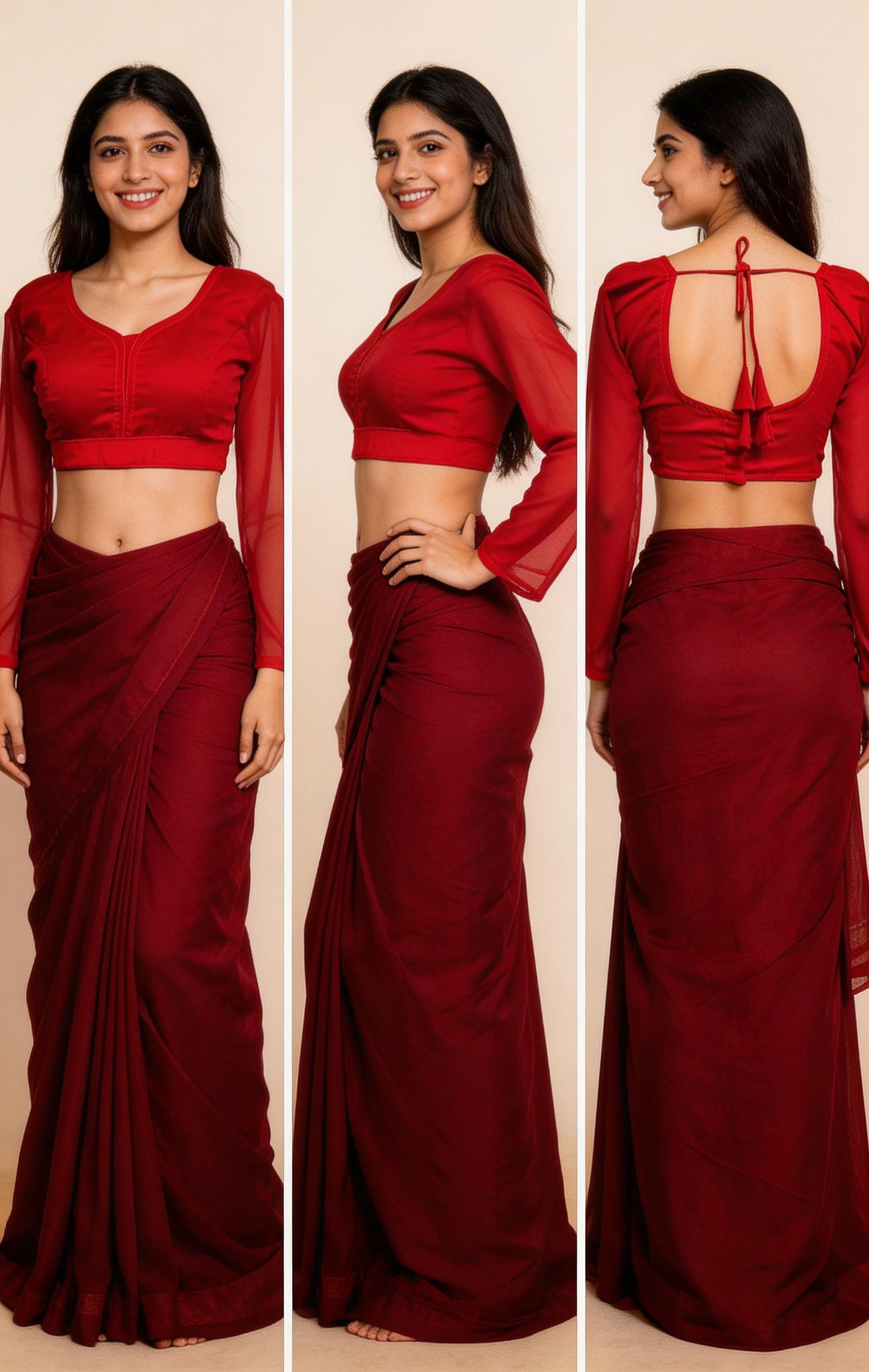 Georgette Blouse Red 34-48