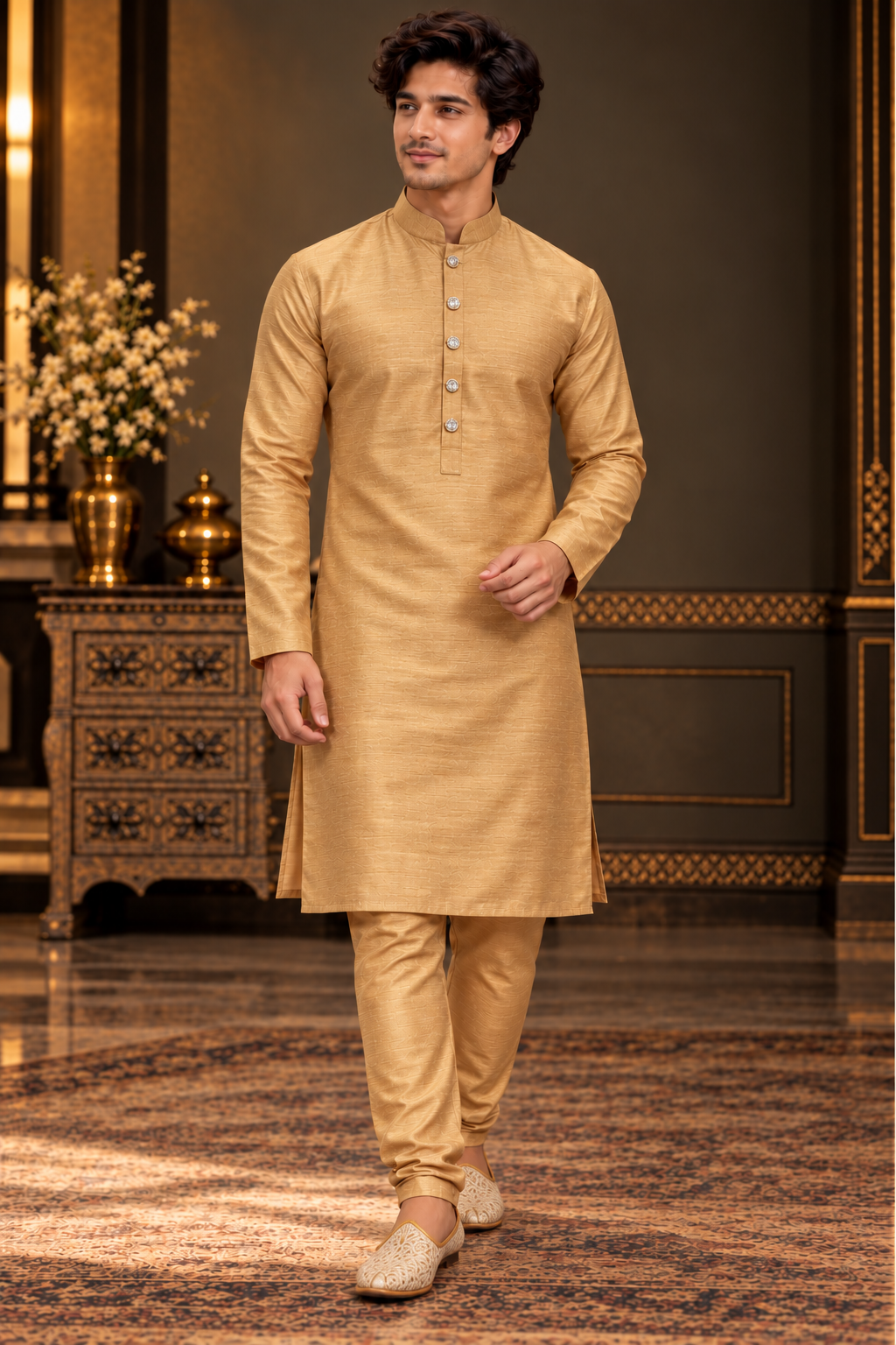Luxury Looks Kurta Pyjama Set S-XL Golden