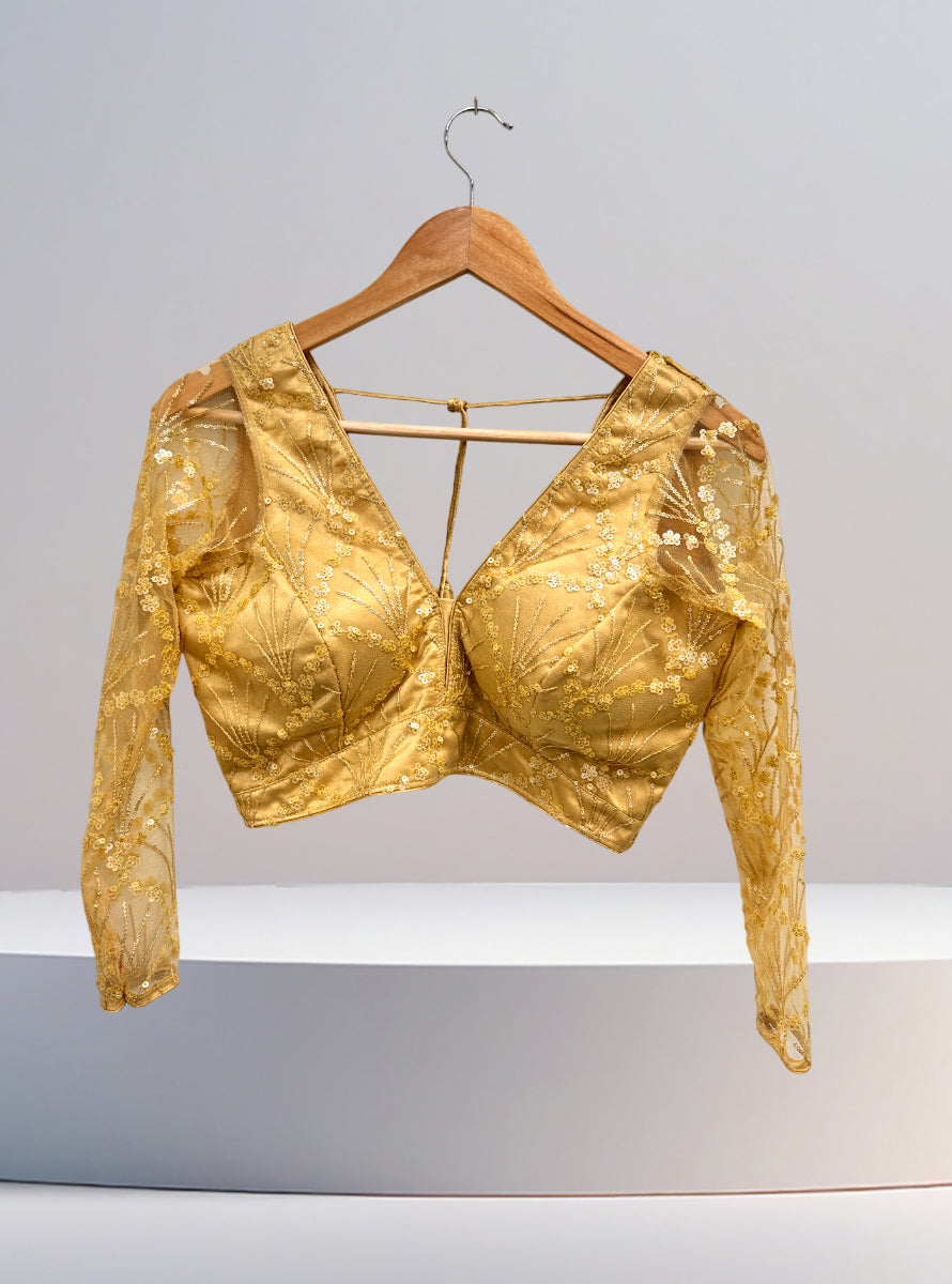 Designer Blouse-LS-Golden