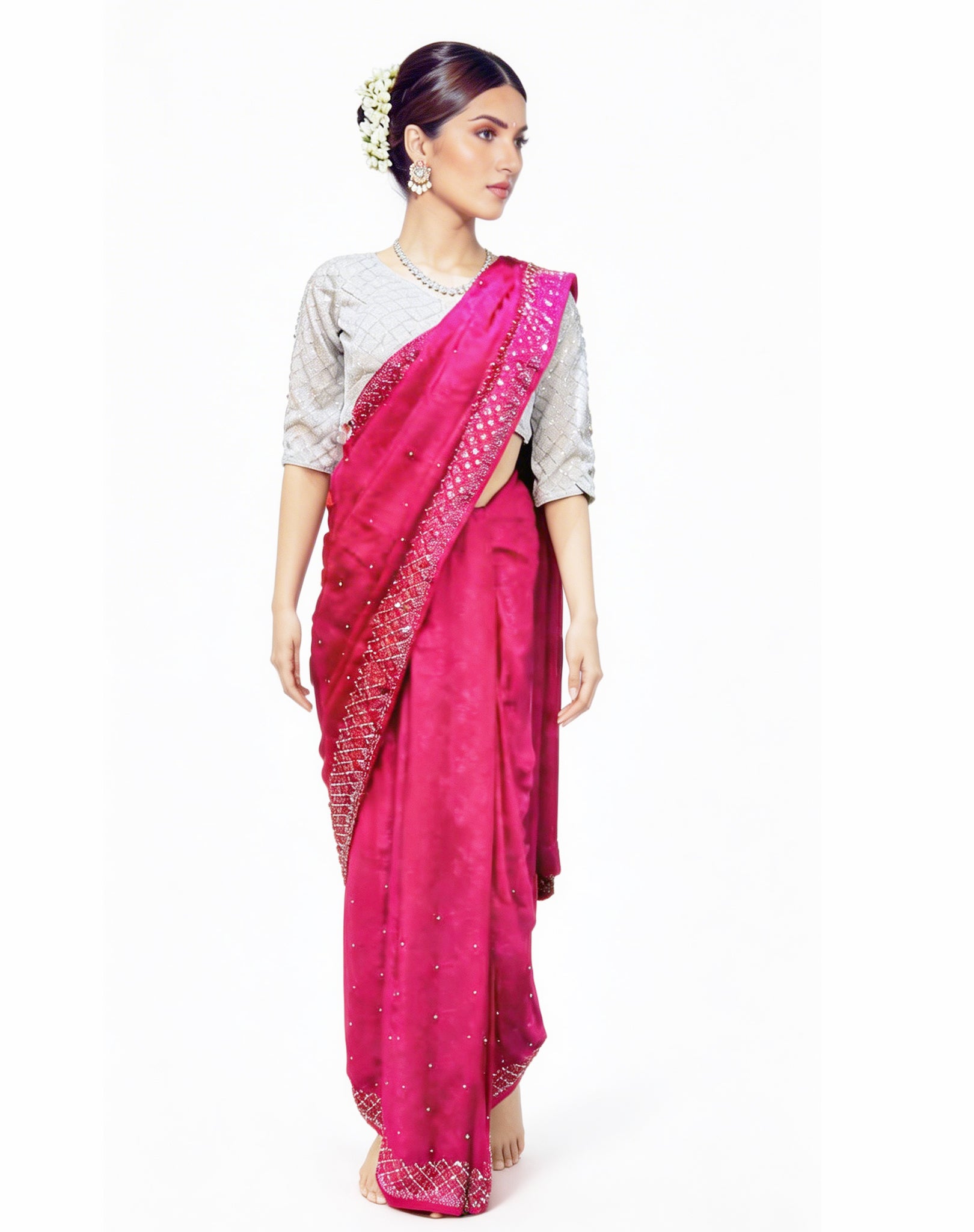 Siroski Saree Hot Pink
