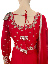 HandWork 3 Pc Designer Anarkali Set-Red 34&40