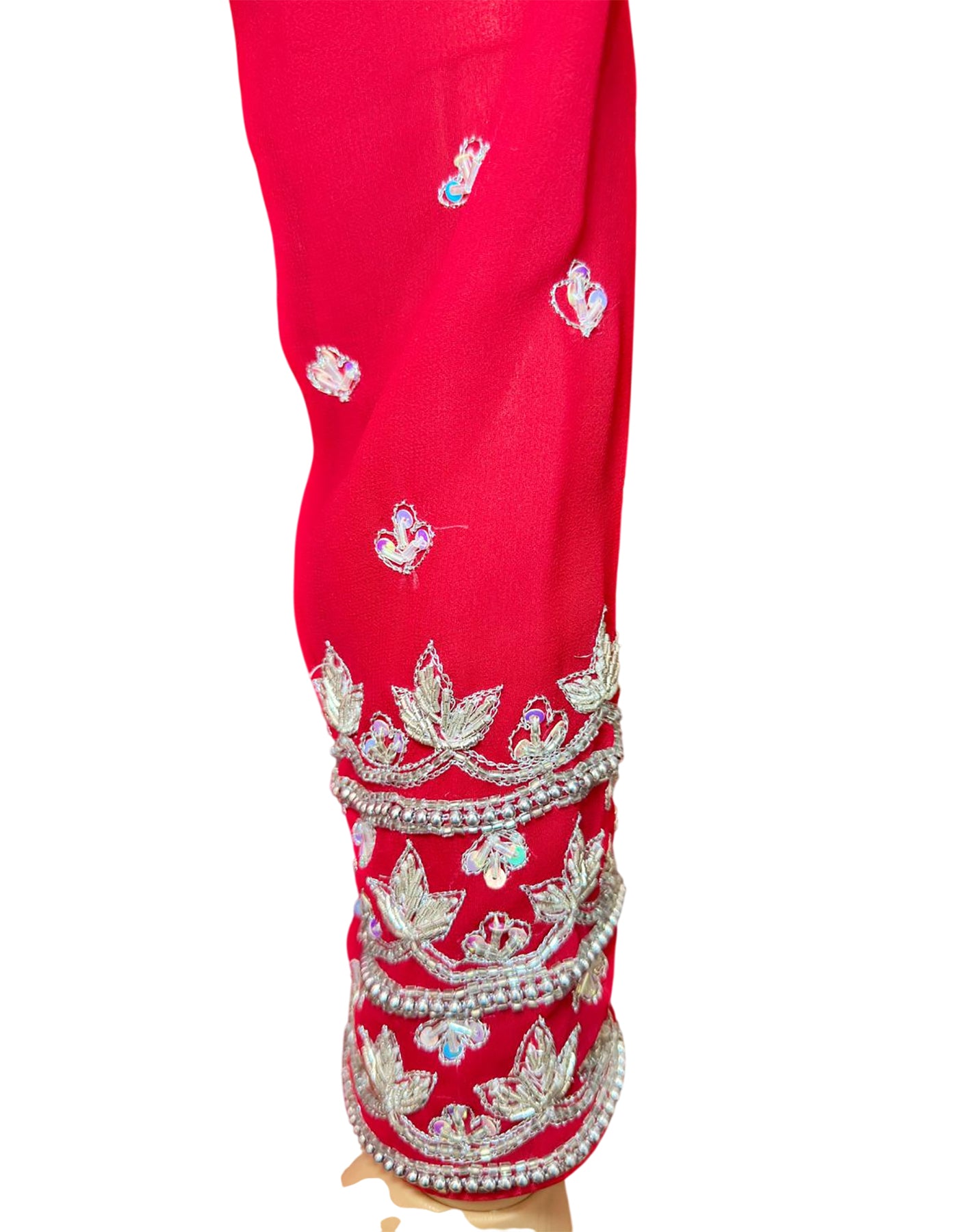 HandWork 3 Pc Designer Anarkali Set-Red 34&40