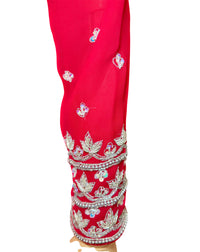 HandWork 3 Pc Designer Anarkali Set-Red 34&40