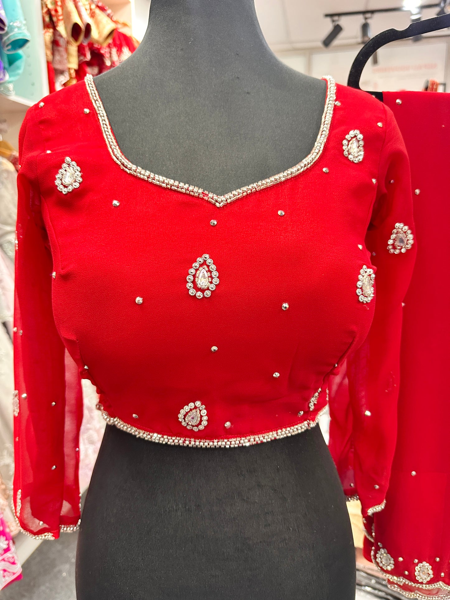 Handwork Boutique Saree Set-Red
