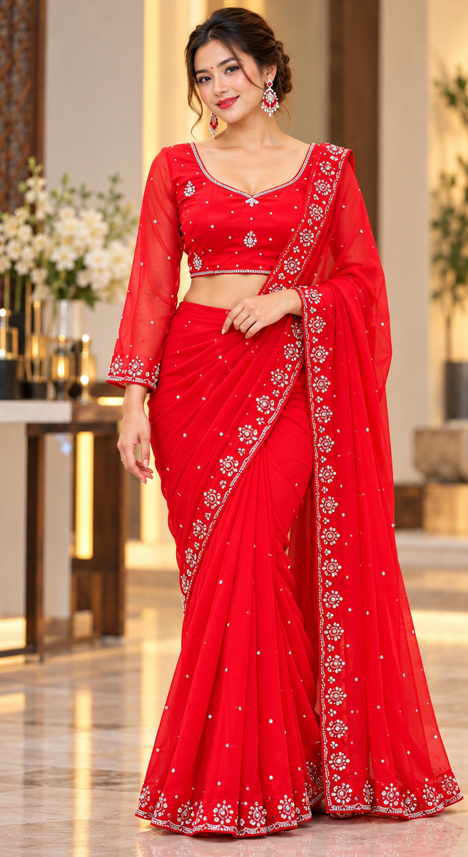 Party / Festival Wear Hand Work Boutique Saree Gn 34-36