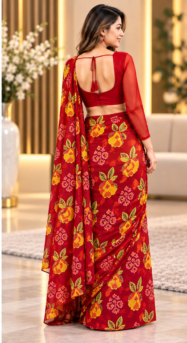 Festival Special Lali Guarans Print Saree-Red | 4 Colors