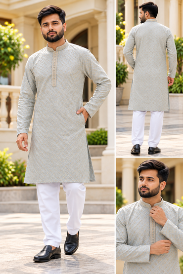 Boutique Finishing Premium Chikan Kari Kurta 40 (Large) |3 Colors