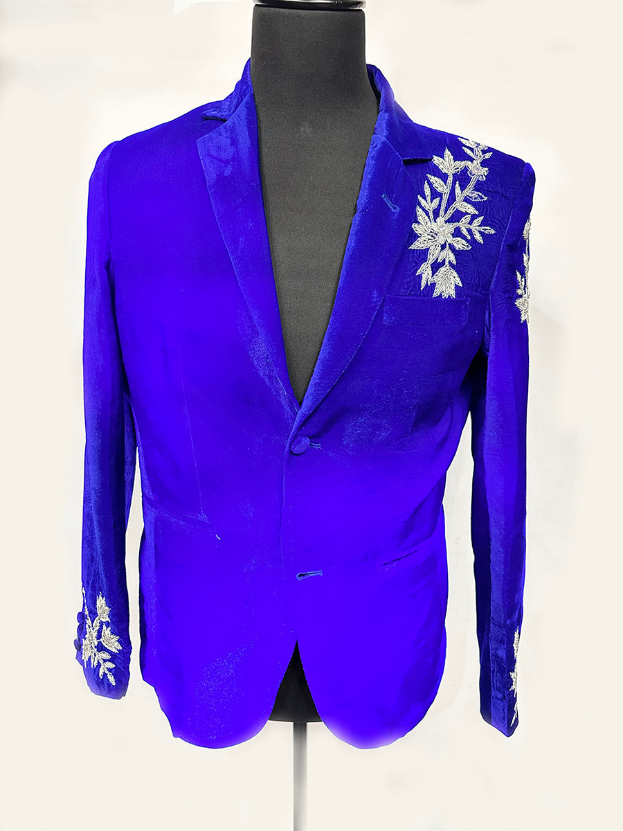 Velvet Kadai Blazer Silver Work