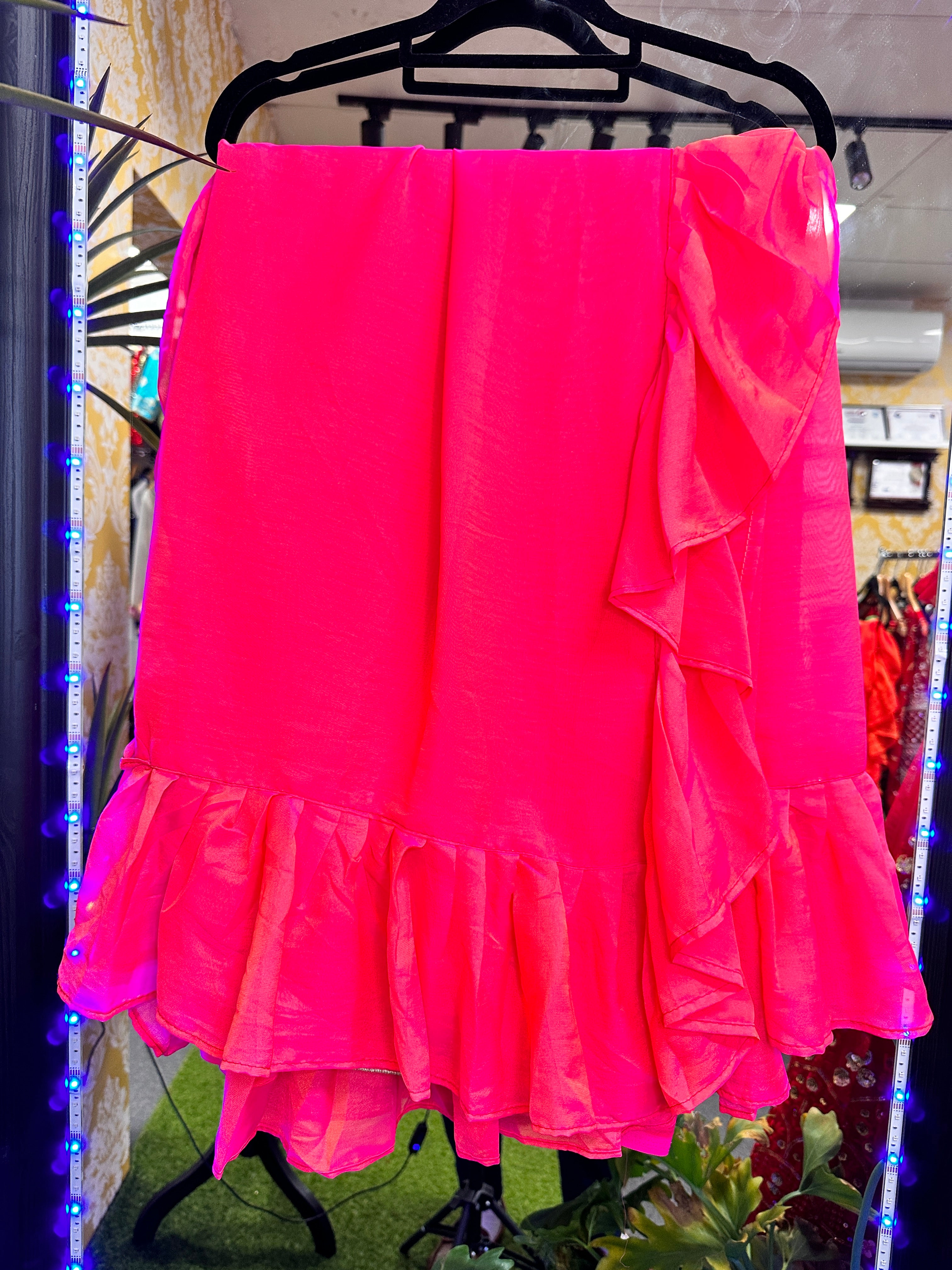 Ruffle saree-Pink