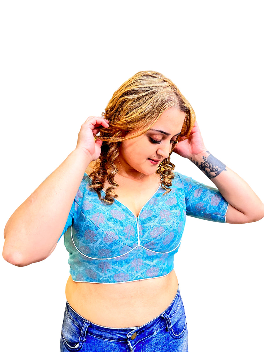 Dhaka Choli Sky Blue