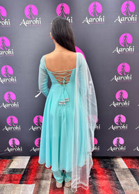 Designer Anarkali Ice Blue 32-34