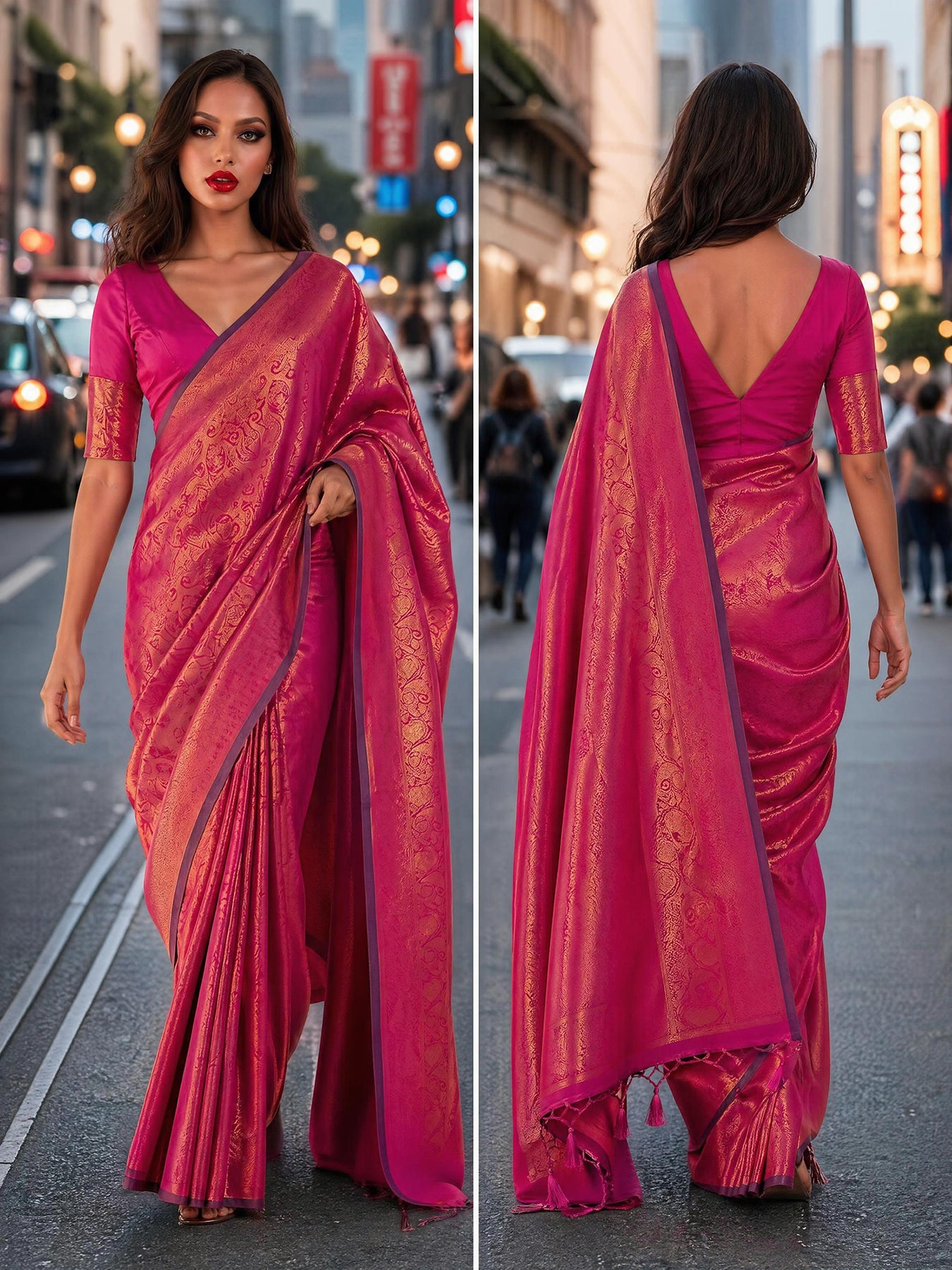 Forever Hit Premium Kanjivaram Party Wear Silk Saree | 12 Design, Colors