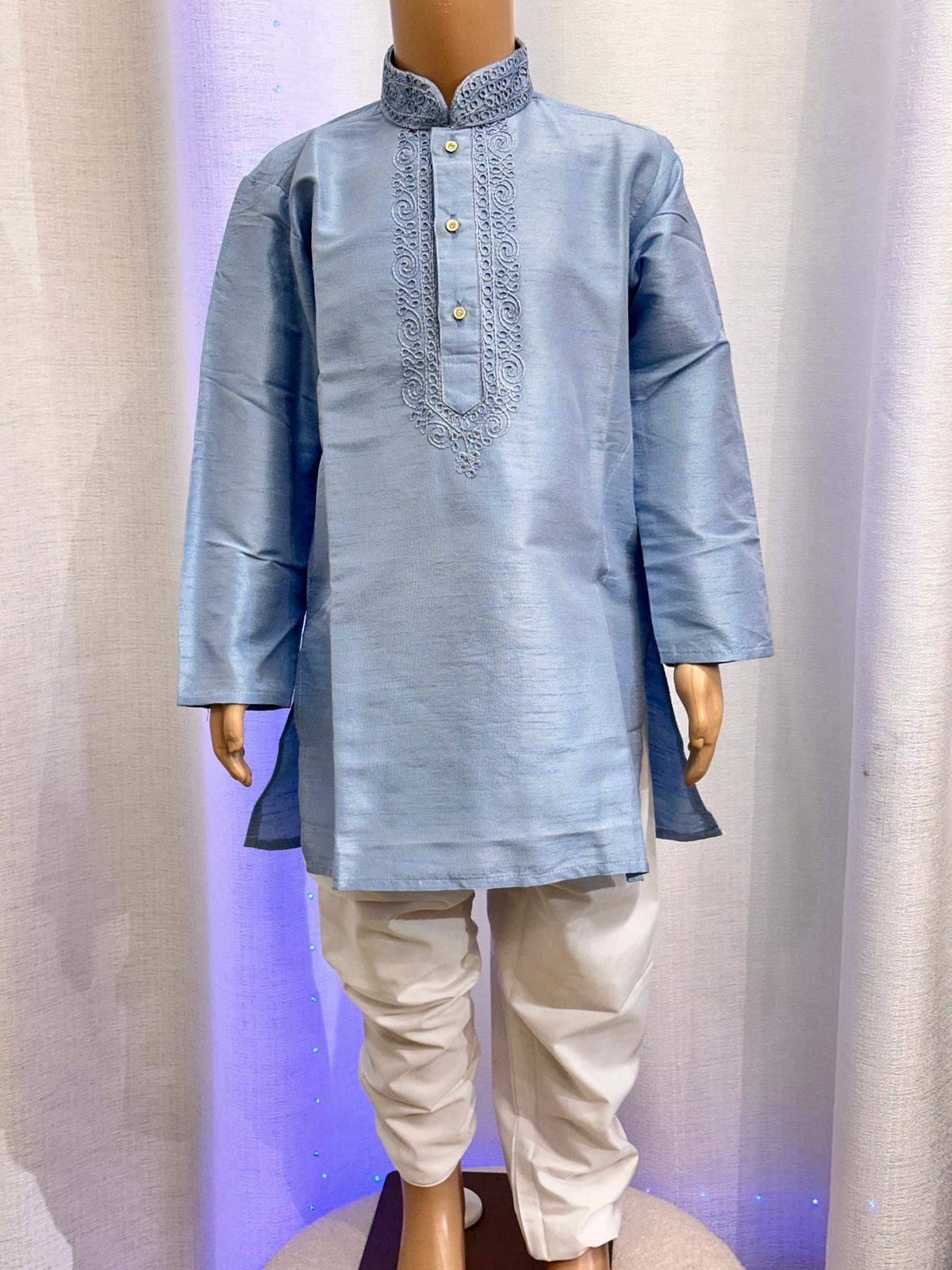 Kids Kurta Pyjama Set Sky