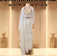 Lehenga Style Saree Set White