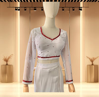 Lehenga Style Saree Set White