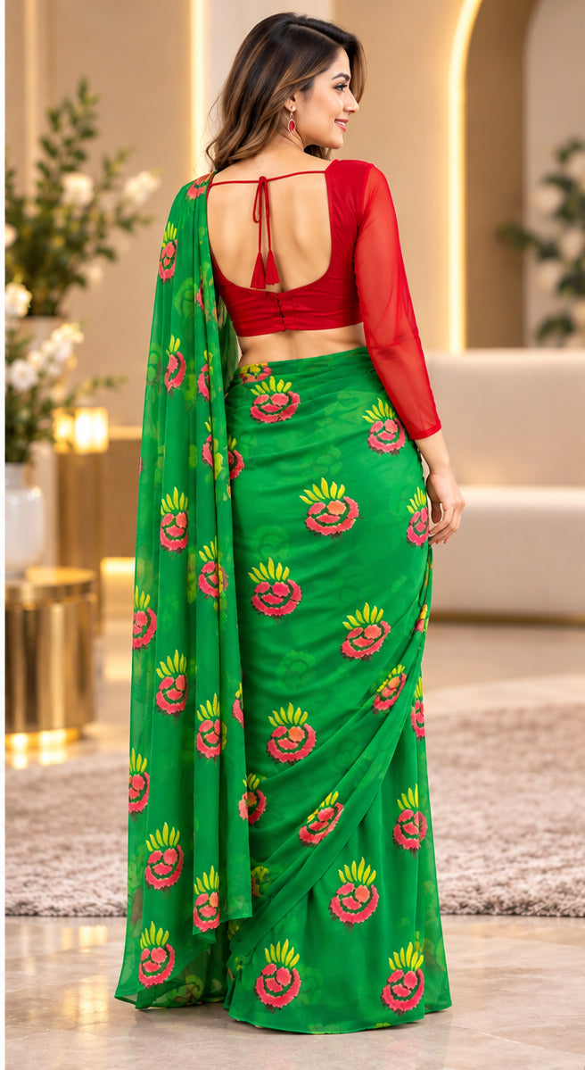Festival Special Lali Guarans Print Saree-Red | 4 Colors