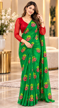 Festival Special Lali Guarans Print Saree-Red | 4 Colors