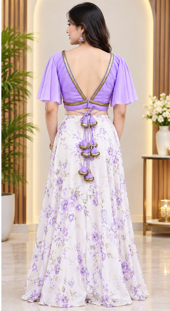 Designer Party Wear Blouse 34-36 Lavender