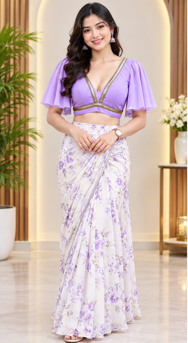 Designer Party Wear Blouse 34-36 Lavender