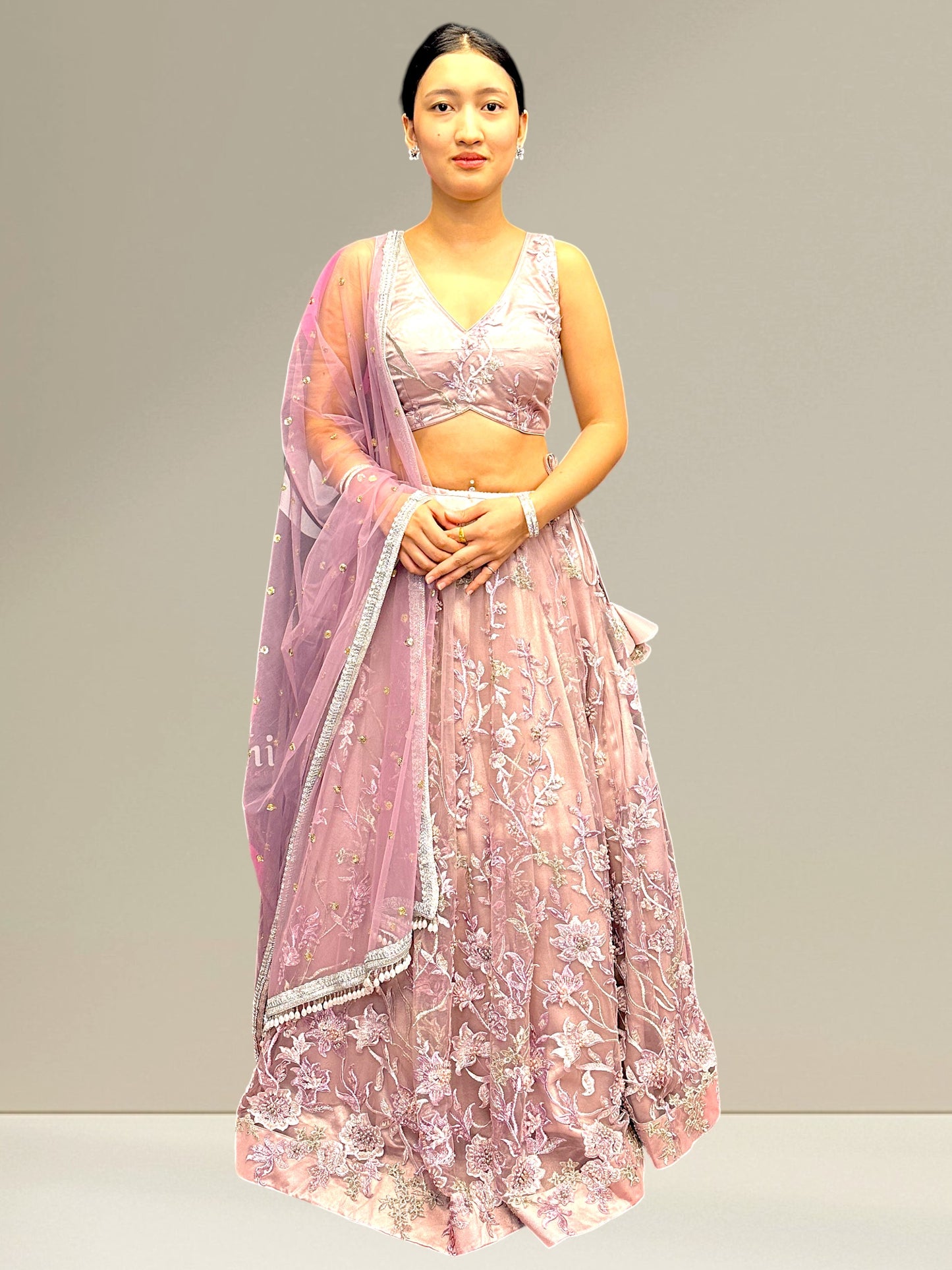 Hand Work Sleeveless Lehenga DP