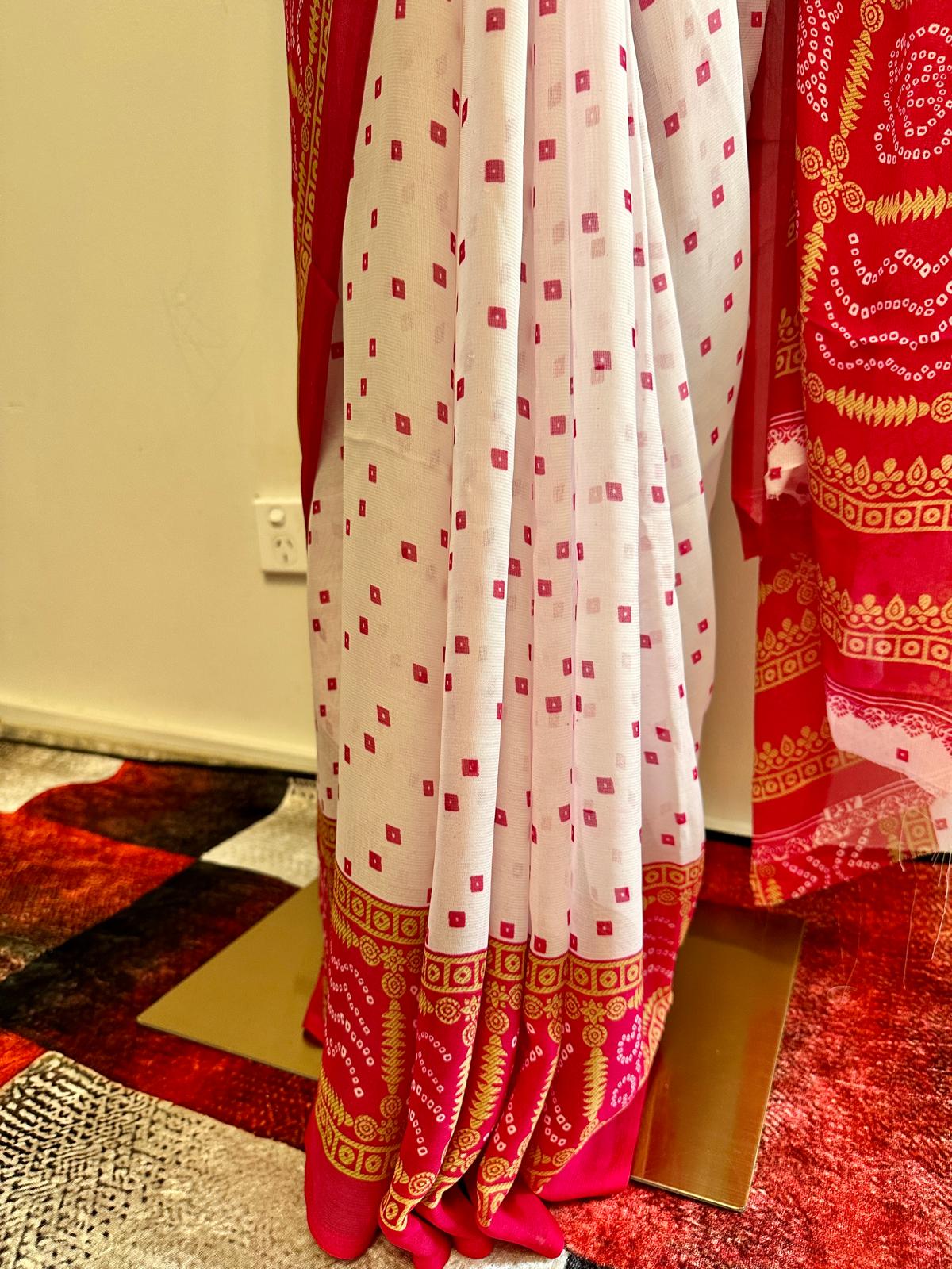 Light Weight Chunari Print Saree 0826 | 2 Color