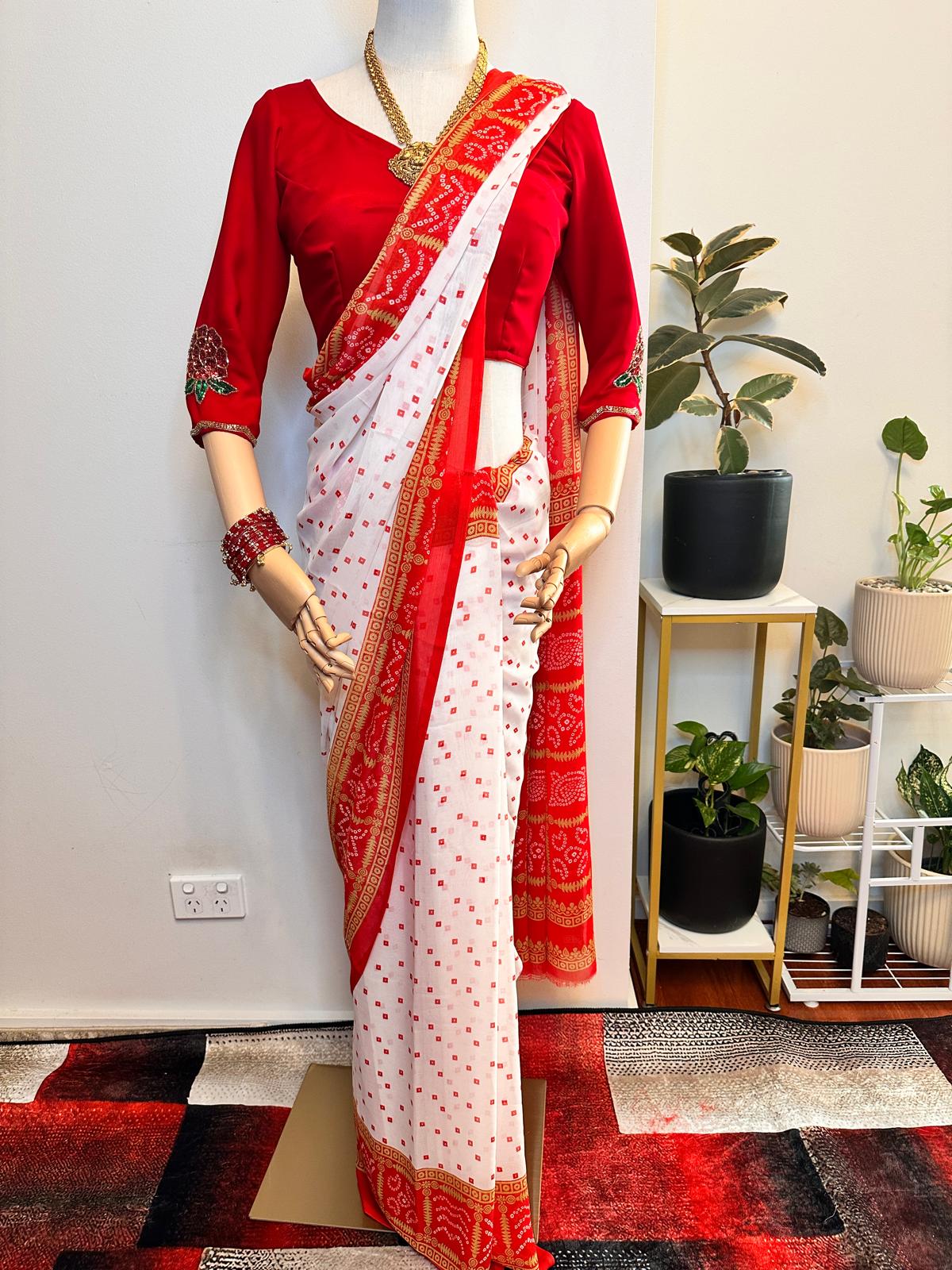 Light Weight Chunari Print Saree 0826 | 2 Color