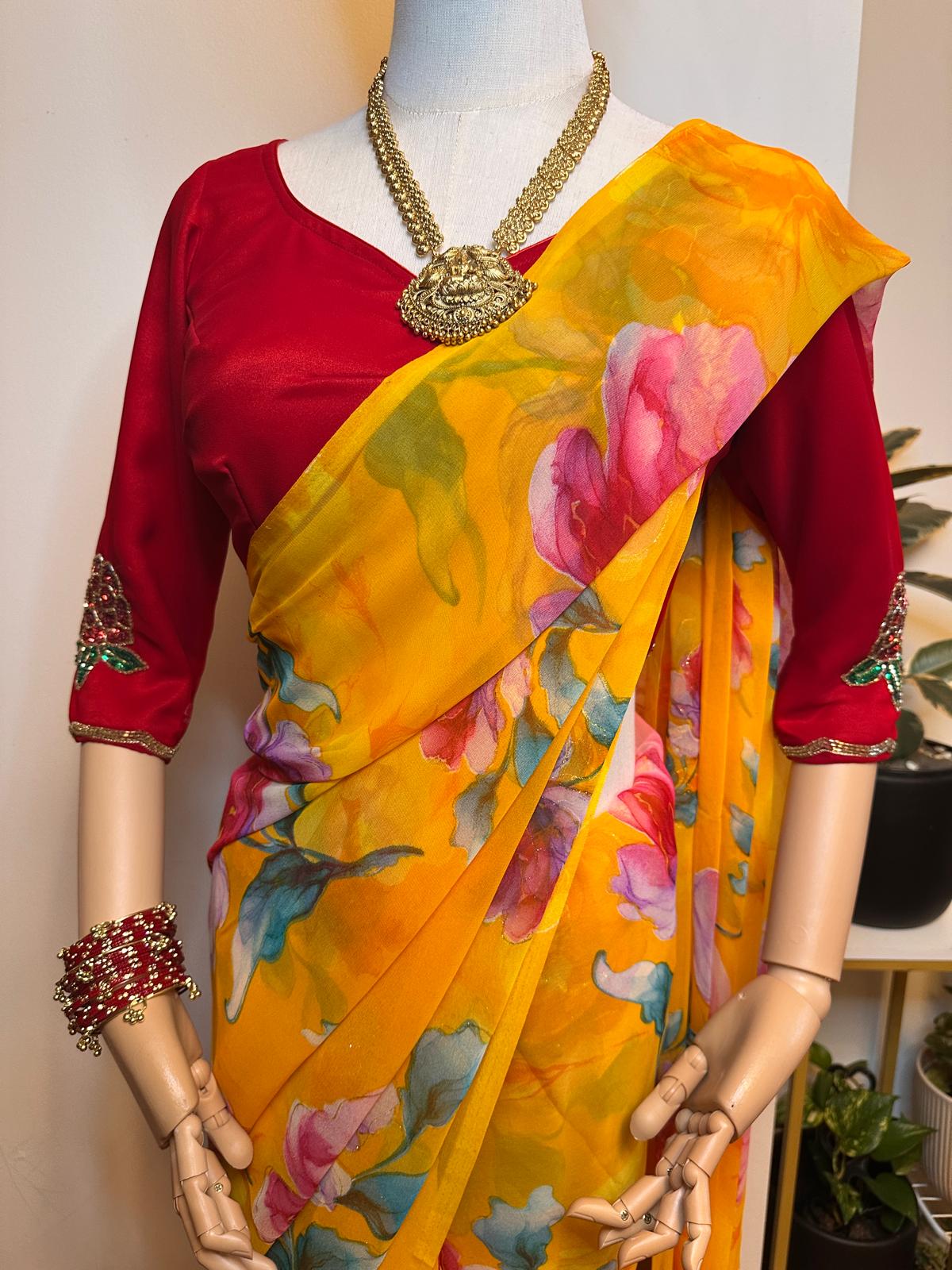 Party / Festival Wear Light Weight Premium Saree Yellow