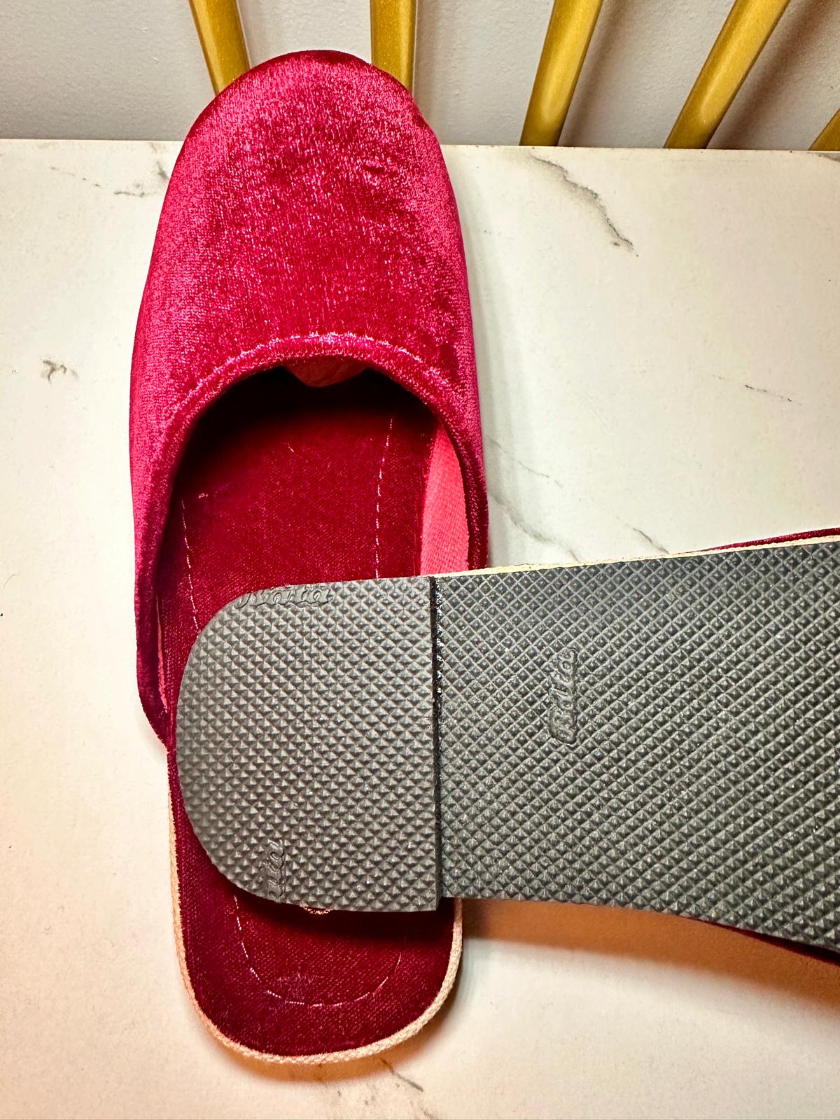 Nepali Hand Made Premium Velvet Unisex Shoe For Festival, Party-Function & Cultural Wear-Maroon