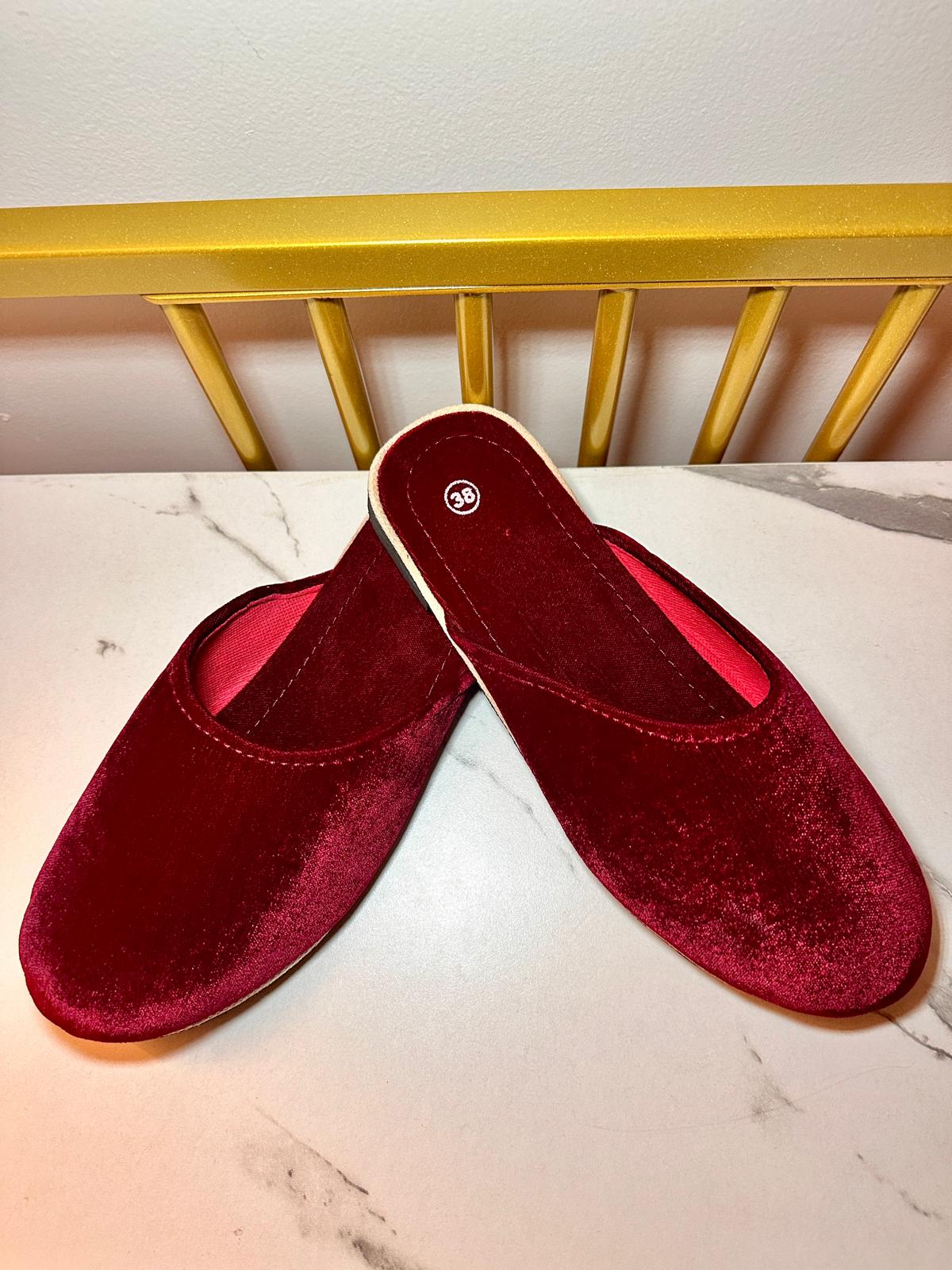 Nepali Hand Made Premium Velvet Unisex Shoe For Festival, Party-Function & Cultural Wear-Maroon