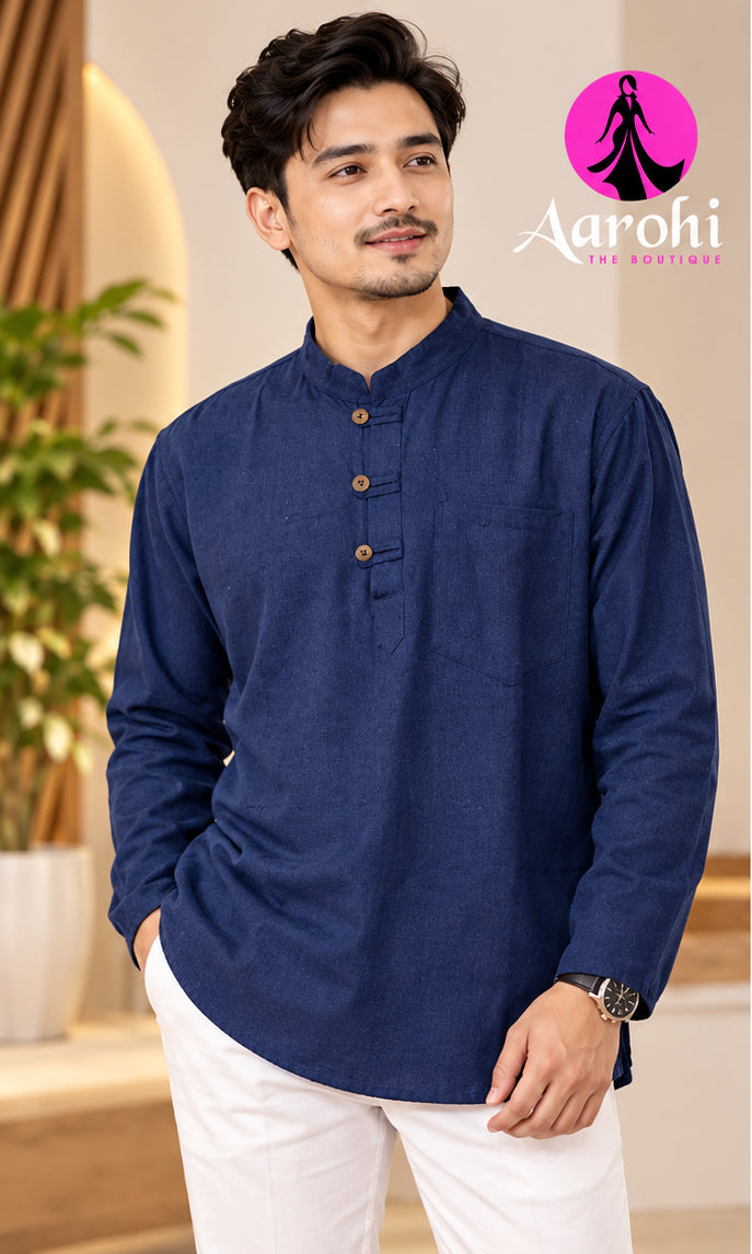 Unisex Nepalese Linen Kurta Large-3XL (40-46) Loose Fitting (3-4Inch Loose