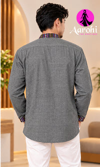 Unisex Nepalese Linen Kurta Medium Gray