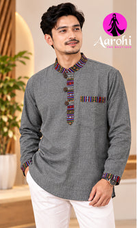 Unisex Nepalese Linen Kurta Medium Gray