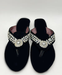 Nepali Handmade Embroidered Velvet Slipper Festival, Party and Temple wear Size 38