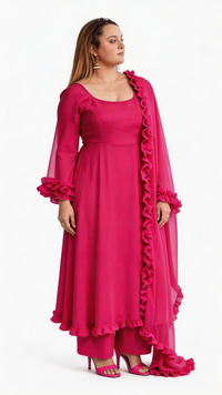 Designer Anarkali Set Hot Pink