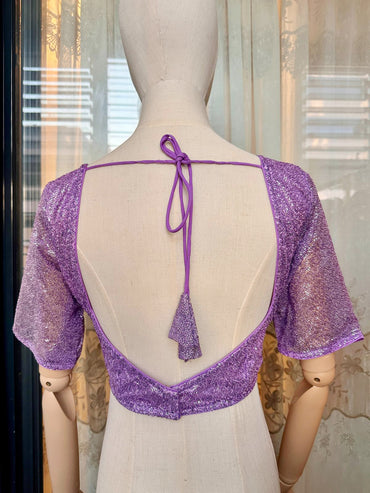 Boutique Designer Party Wear Blouse-Purple 42-44