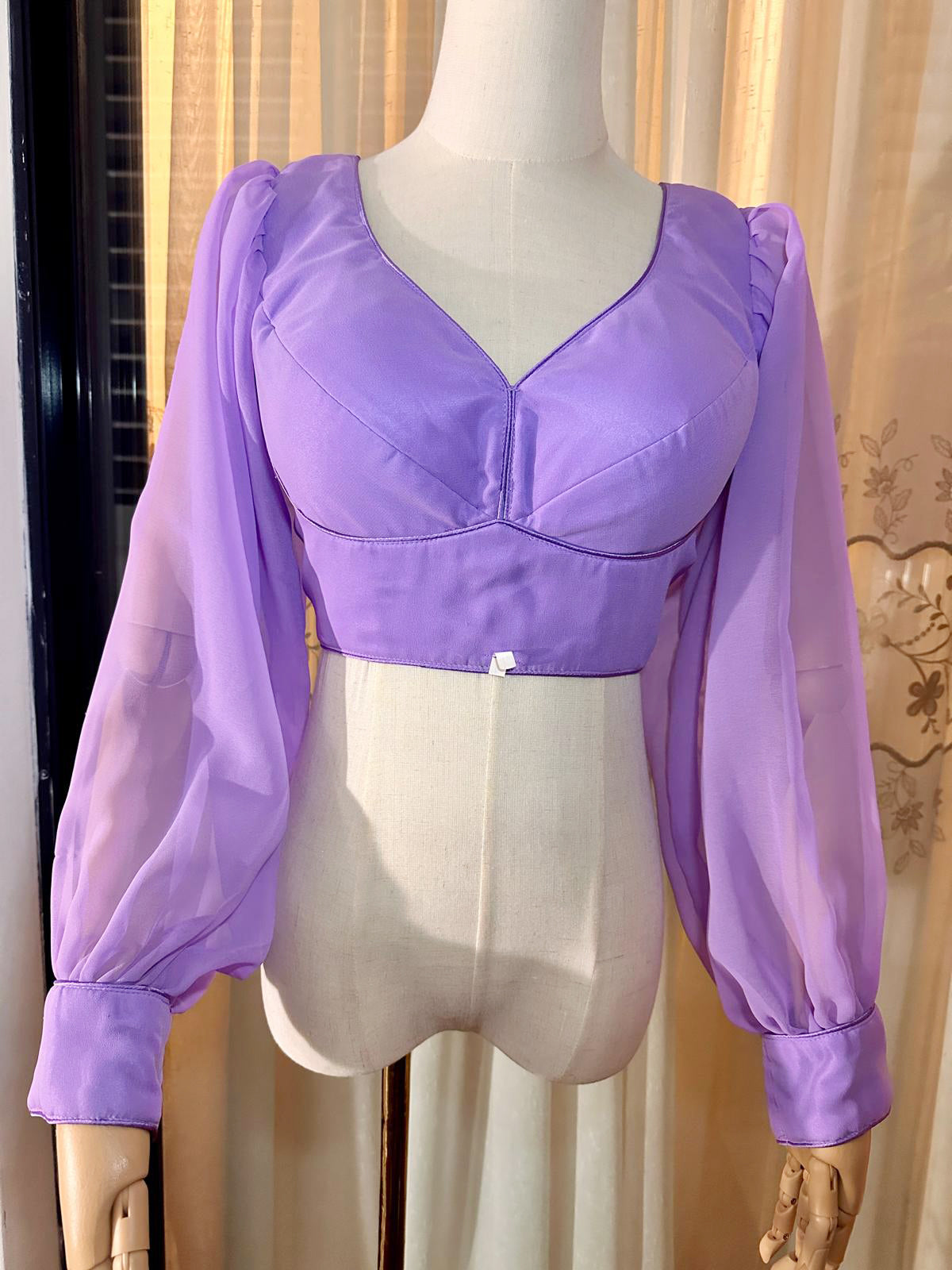Designer Long Sleeve Blouse 36 (S) Purple