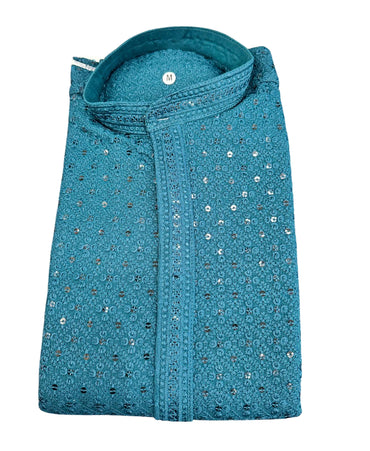 Boutique Finishing Premium Chikan Kari Kurta 44 (2XL) | Rama Color