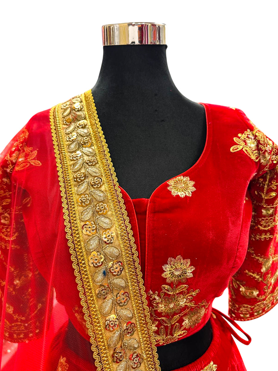 Bridal Lehenga Choli Golden-Red