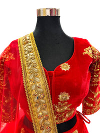 Bridal Lehenga Choli Golden-Red