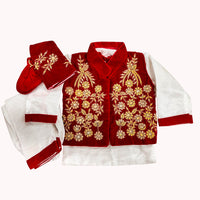 Pasni Dress Set-Kurta-Coat Set-Red