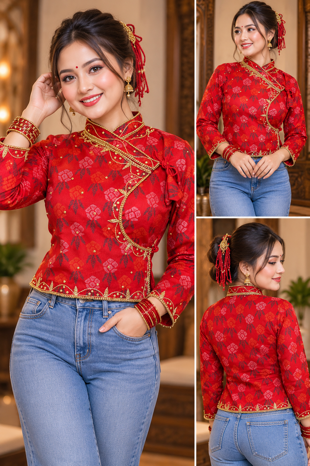 Handwork Nepalese Dhaka Chaubandi Choli 32-42 | 2 Colors